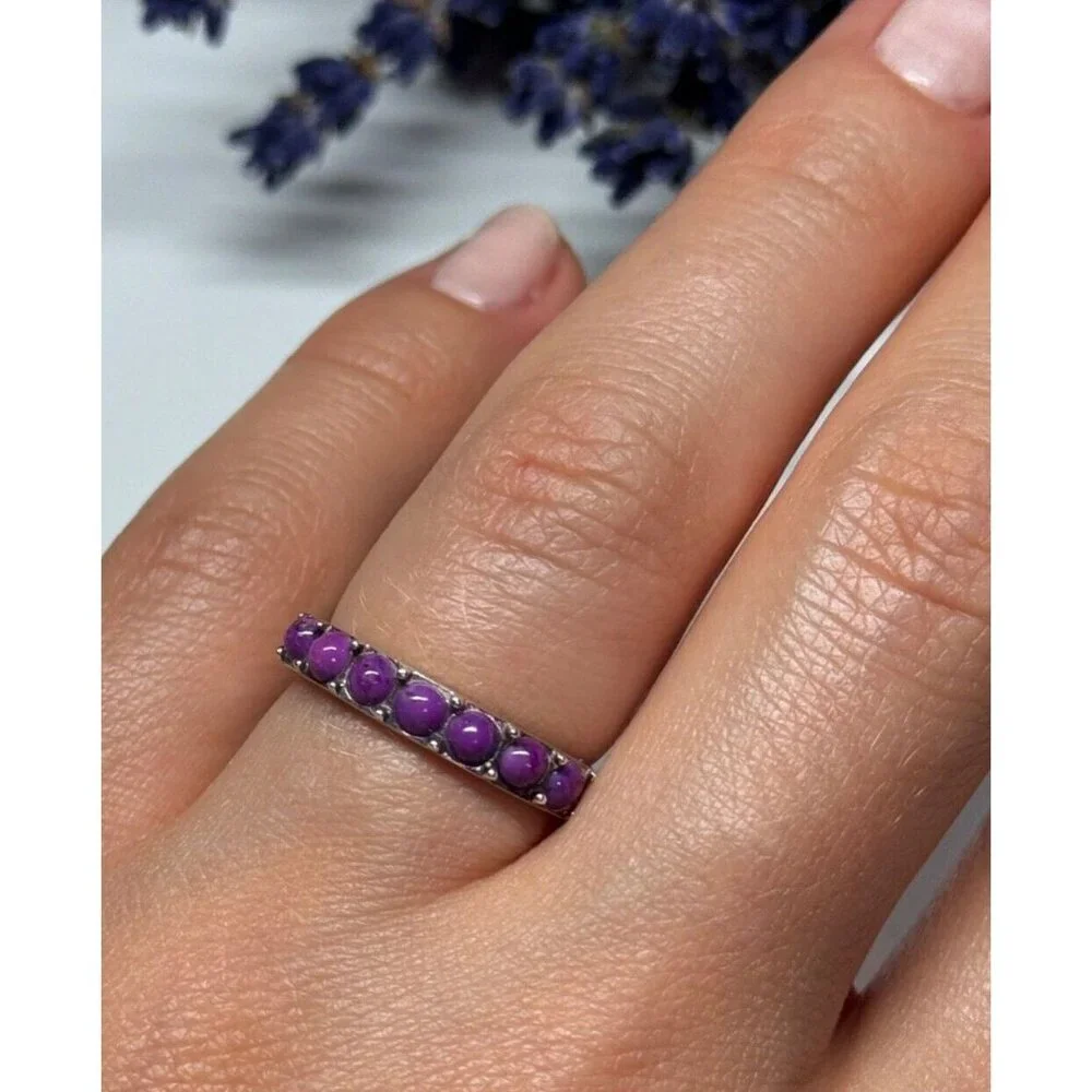 925 STERLING SILVER PURPLE AGATE RING SIZE 6